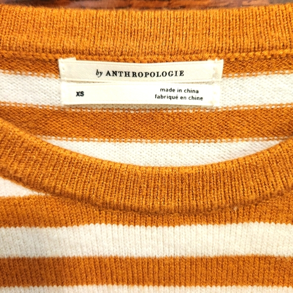 Anthropologie Ruffled Sleeve, Striped Knit Top - Picture 2 of 7